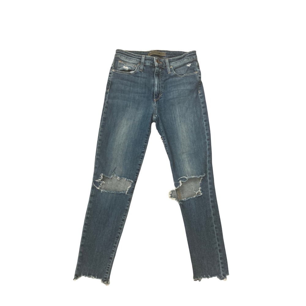 Joes Jeans Womens 26 High Rise‎ Straight Leg Distressed Knee Raw Hem Medium Wash